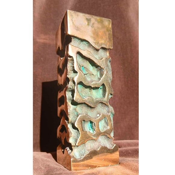 Stunning Wes Leonard One of A Kind Solid Polished Cast Bronze Candleholder - Picture 5 of 9